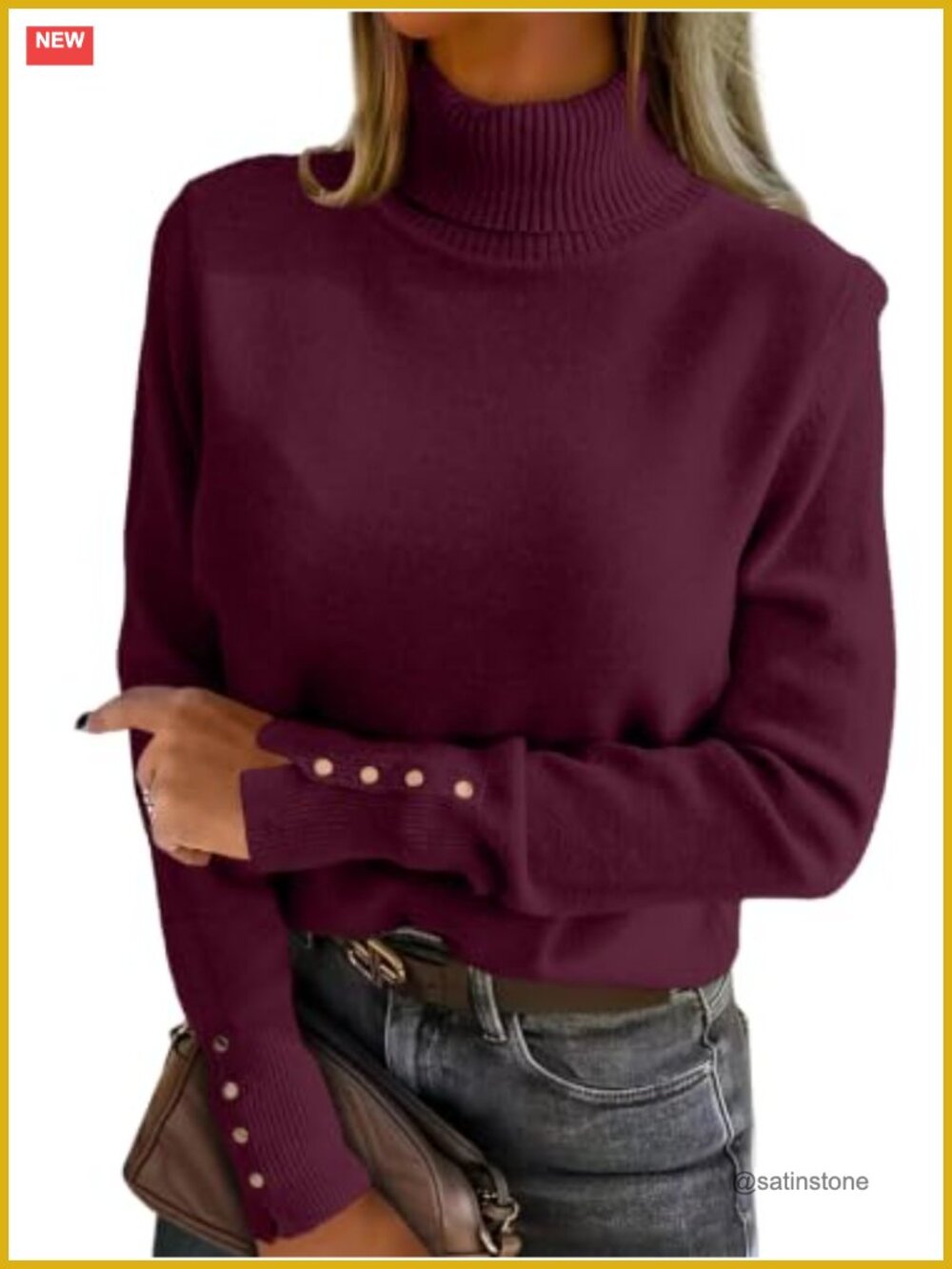 Women's Knit Pullover Sweater Turtleneck Long Sleeve